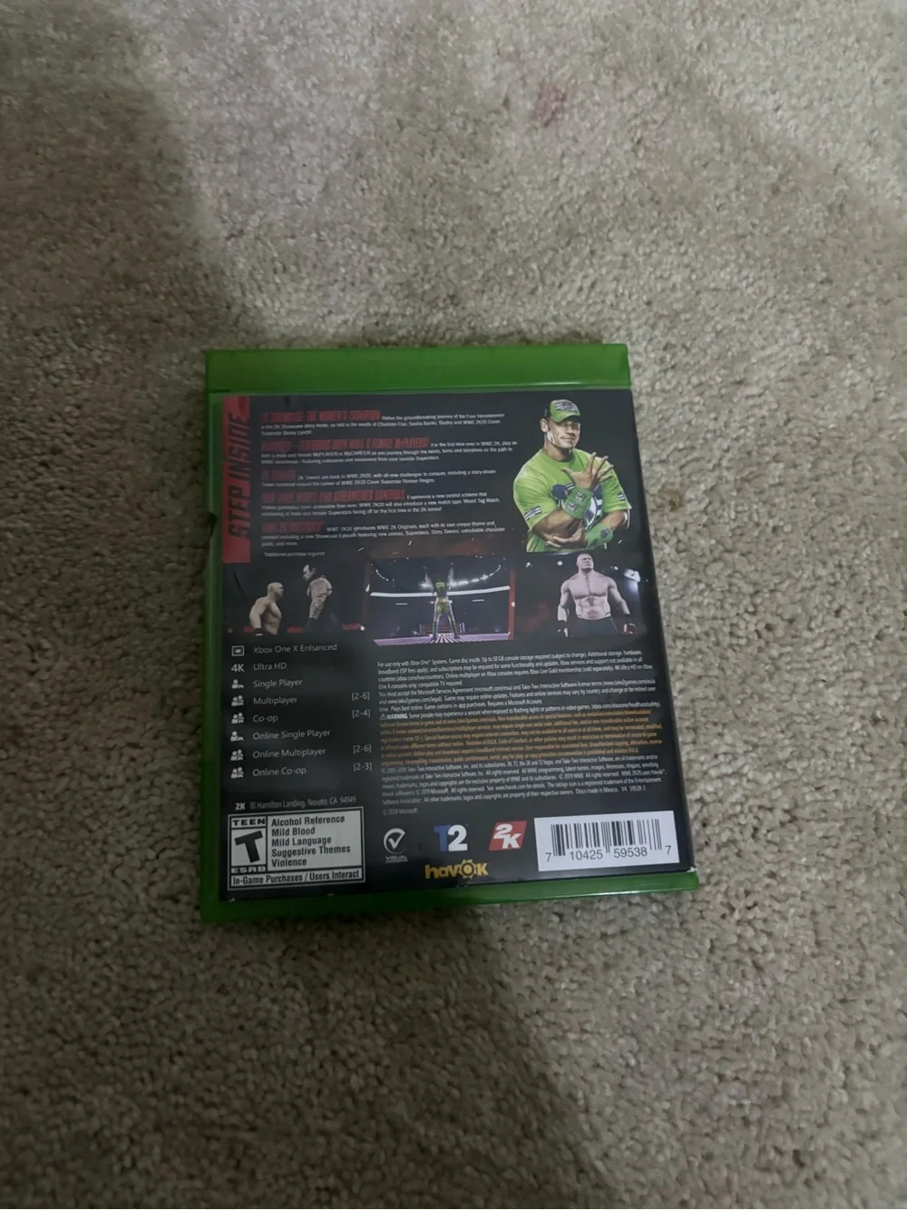 WWE 2K20 Xbox One Game - Green Case with Black and Red Cover